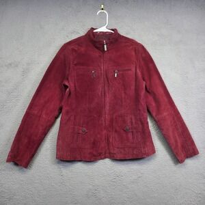 Ruff Hewn Jacket Women M Burgundy Suede Leather Moto Utility Minimalist Timeless